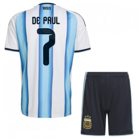 Argentina De Paul 7 Børn Hjemmebanesæt VM Fodbold 2026 Kortærmet(+ Korte bukser)