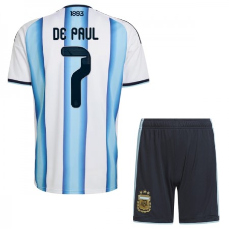 Argentina De Paul 7 Børn Hjemmebanesæt VM Fodbold 2026 Kortærmet(+ Korte bukser)