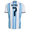 Argentina De Paul 7 Børn Hjemmebanesæt VM Fodbold 2026 Kortærmet(+ Korte bukser)