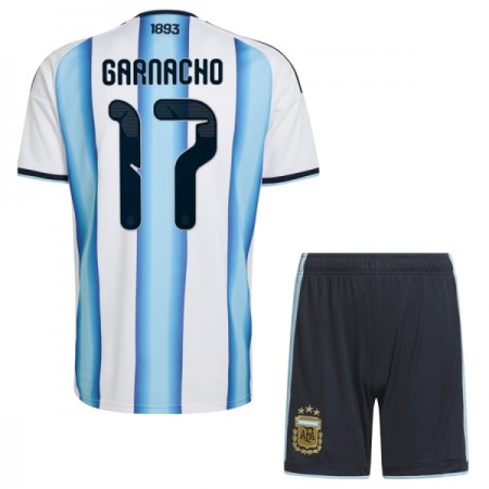 Argentina Garnacho 17 Børn Hjemmebanesæt VM Fodbold 2026 Kortærmet(+ Korte bukser)