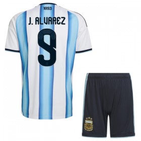 Argentina J. Alvarez 9 Børn Hjemmebanesæt VM Fodbold 2026 Kortærmet(+ Korte bukser)