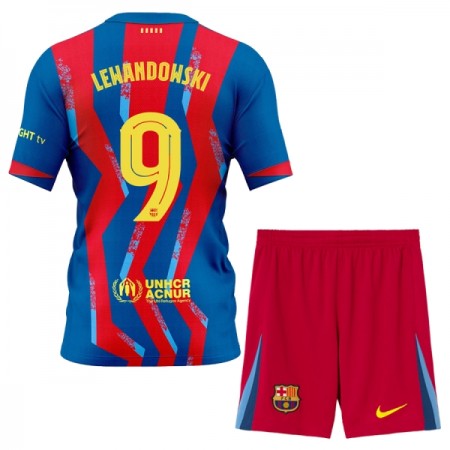 FC Barcelona Lewandowski 9 Børn 4.sæt 2025-26 Kortærmet(+ Korte bukser)