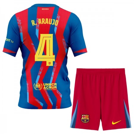 FC Barcelona R. Araujo 4 Børn 4.sæt 2025-26 Kortærmet(+ Korte bukser)