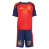 Spanien Williams JR 17 Børn Hjemmebanesæt VM Fodbold 2026 Kortærmet(+ Korte bukser)