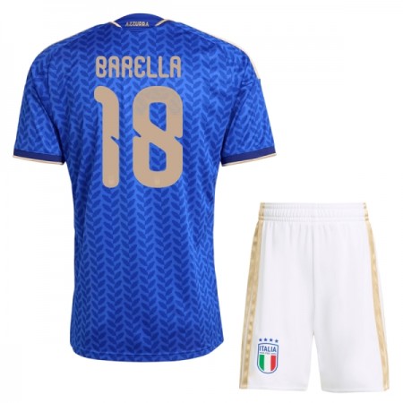 Italien Barella 18 Børn Hjemmebanesæt VM Fodbold 2026 Kortærmet(+ Korte bukser)