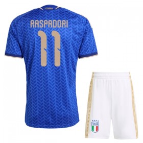 Italien Raspadori 11 Børn Hjemmebanesæt VM Fodbold 2026 Kortærmet(+ Korte bukser)
