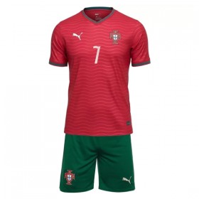 Portugal Ronaldo 7 Børn Hjemmebanesæt VM Fodbold 2026 Kortærmet(+ Korte bukser)