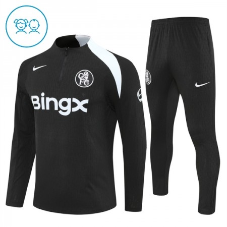 Chelsea Børn Sort Trænings Sweatshirt Kvart-Zip 2025-26