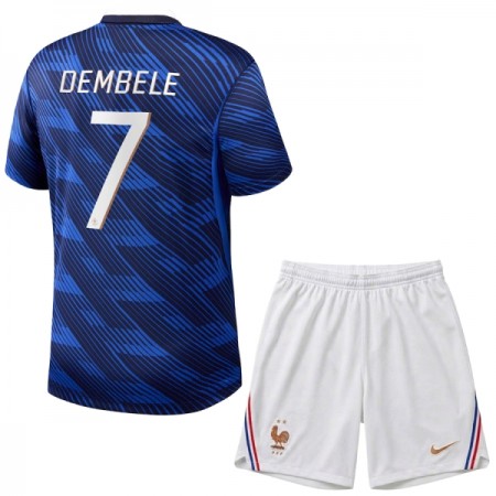 Frankrig O. Dembele 7 Børn Hjemmebanesæt VM Fodbold 2026 Kortærmet(+ Korte bukser)