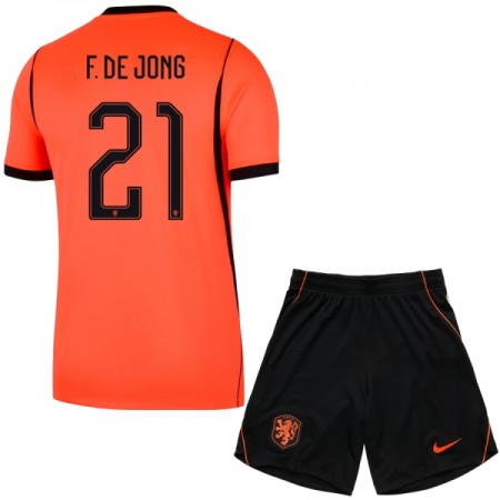 Holland Frenkie de Jong 21 Børn Hjemmebanesæt VM Fodbold 2026 Kortærmet(+ Korte bukser)