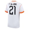 Holland Frenkie de Jong 21 Udebanesæt VM Fodbold 2026 Kortærmet