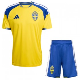 Sverige Børn Hjemmebanesæt VM Fodbold 2026 Kortærmet(+ Korte bukser)