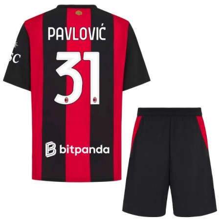 AC Milan Pavlovic 31 Børn Hjemmebanesæt 2026-27 Kortærmet(+ Korte bukser)
