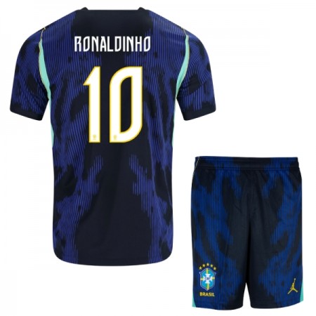 Brasilien Ronaldinho 10 Børn Udebanesæt VM Fodbold 2026 Kortærmet(+ Korte bukser)