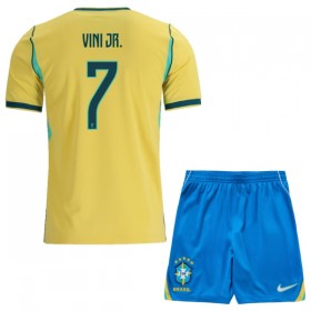 Brasilien Vini JR. 7 Børn Hjemmebanesæt VM Fodbold 2026 Kortærmet(+ Korte bukser)