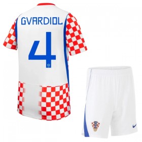 Kroatien Gvardiol 4 Børn Hjemmebanesæt VM Fodbold 2026 Kortærmet(+ Korte bukser)