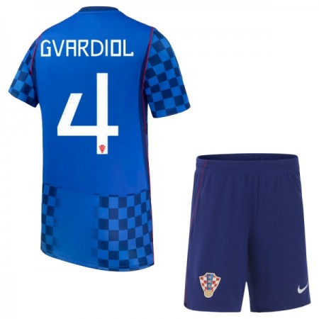 Kroatien Gvardiol 4 Børn Udebanesæt VM Fodbold 2026 Kortærmet(+ Korte bukser)