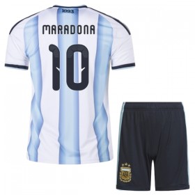 Argentina Maradona 10 Børn Hjemmebanesæt VM Fodbold 2026 Kortærmet(+ Korte bukser)
