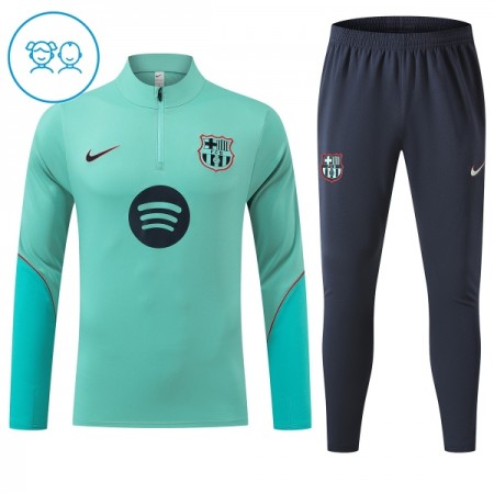 Barcelona Børn Grøn Trænings Sweatshirt Kvart-Zip 2026-27 Barcelona Børn Grøn Trænings Sweatshirt Kvart-Zip 2026-27
