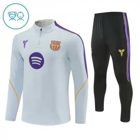 Barcelona Børn Hvid Trænings Sweatshirt Kvart-Zip 2026-27 Barcelona Børn Hvid Trænings Sweatshirt Kvart-Zip 2026-27