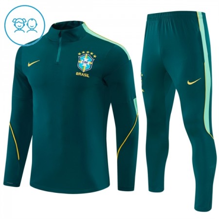 Brasilien Børn Grøn Trænings Sweatshirt Kvart-Zip 2026-27 Brasilien Børn Grøn Trænings Sweatshirt Kvart-Zip 2026-27