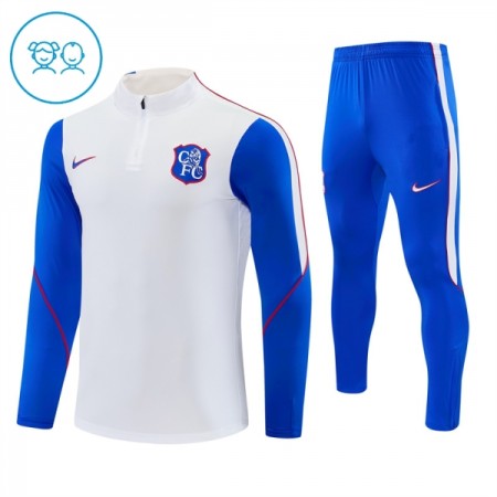 Chelsea Børn Hvid Trænings Sweatshirt Kvart-Zip 2026-27 Chelsea Børn Hvid Trænings Sweatshirt Kvart-Zip 2026-27