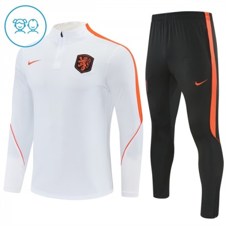 Holland Børn Hvid Trænings Sweatshirt Kvart-Zip 2026-27 Holland Børn Hvid Trænings Sweatshirt Kvart-Zip 2026-27