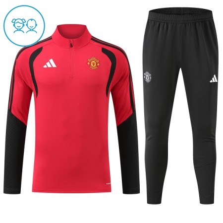 Manchester United Børn Rød Trænings Sweatshirt Kvart-Zip 2026-27 Manchester United Børn Rød Trænings Sweatshirt Kvart-Zip 2026-27