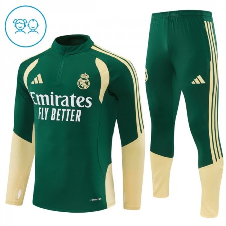 Real Madrid Børn Grøn Trænings Sweatshirt Kvart-Zip 2026-27 Real Madrid Børn Grøn Trænings Sweatshirt Kvart-Zip 2026-27